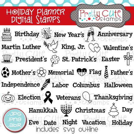 PCS Holiday Planner Digital Stamp Set